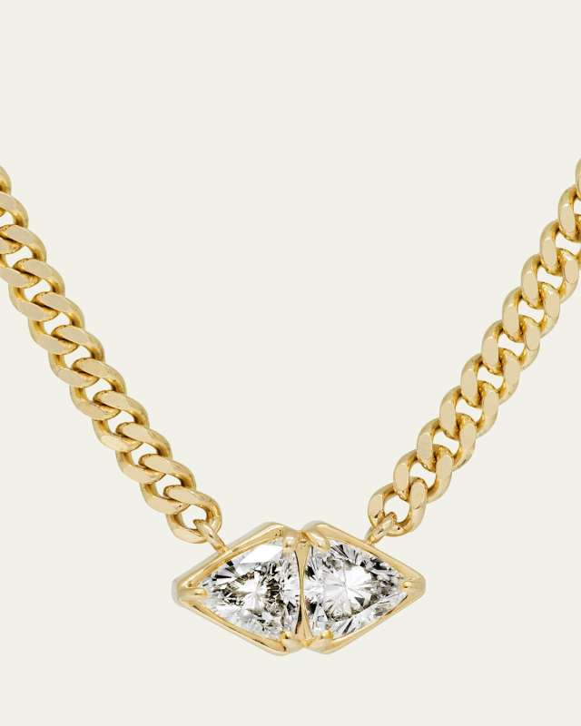 Trillion Talismans Mega East-West Diamond Pendant Necklace